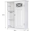 Dawson Wooden Wall Cabinet with Cross Molding, White - Cabinets - 7