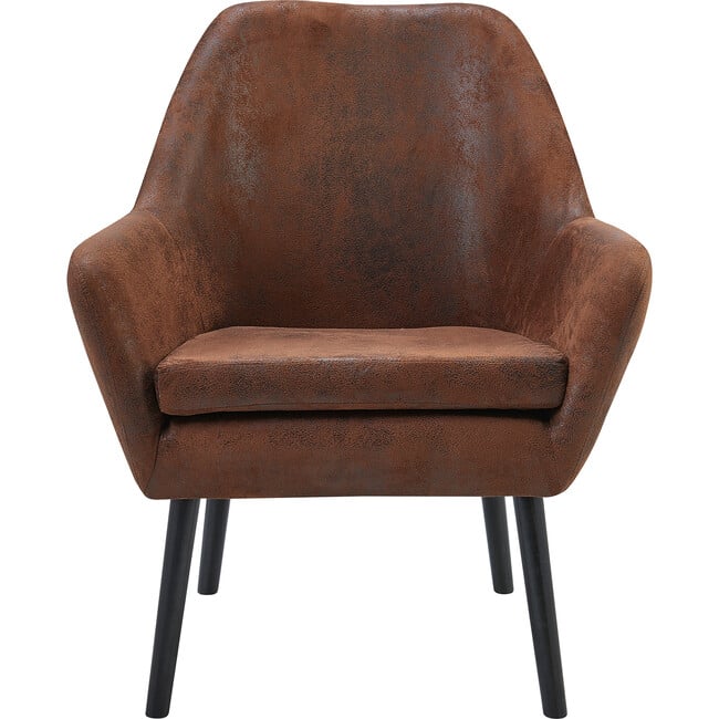 Divano Armchair with Aged Fabric and Solid Wood Legs, Brown - Accent Seating - 7