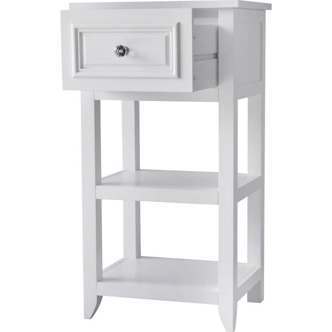 Dawson Wooden Floor Cabinet with Cross Molding and Drawer, White - Cabinets - 7