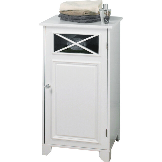 Dawson Wooden Floor Cabinet with Cross Molding, White - Cabinets - 6