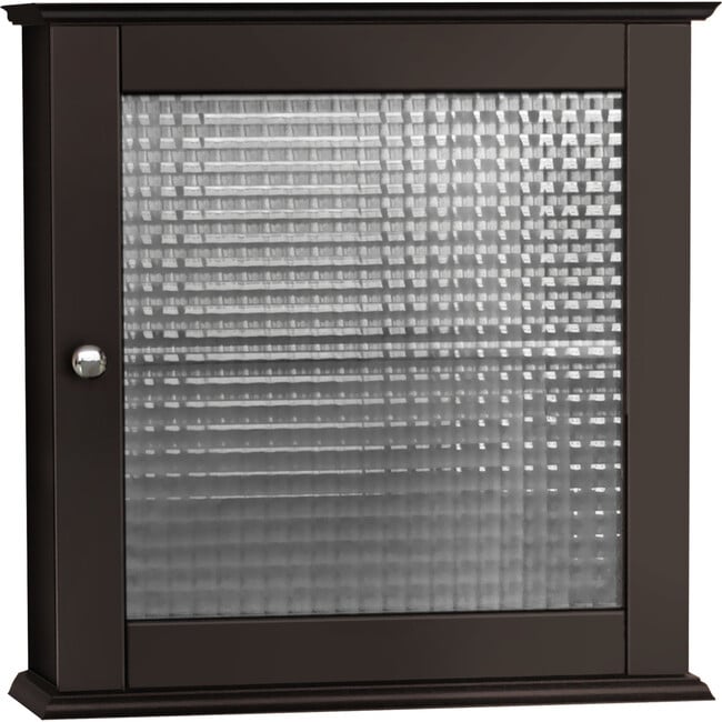 Chesterfield Removable Wooden Medicine Cabinet with Waffle Glass Door, Espresso - Cabinets - 2