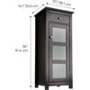 Chesterfield Wooden Floor Cabinet with Waffle Glass Door and Drawer, Espresso - Cabinets - 4