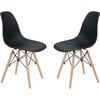 Allan Plastic Side Dining Chair with Wooden Legs Set of 2, Black - Accent Seating - 1 - thumbnail