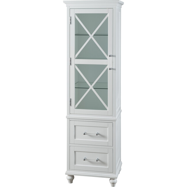 Blue Ridge Wooden Linen Tower Cabinet with Adjustable Shelves, White