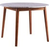 Ashton Wooden Round Dining Table with Faux Marble Top, White/Walnut - Desks - 1 - thumbnail