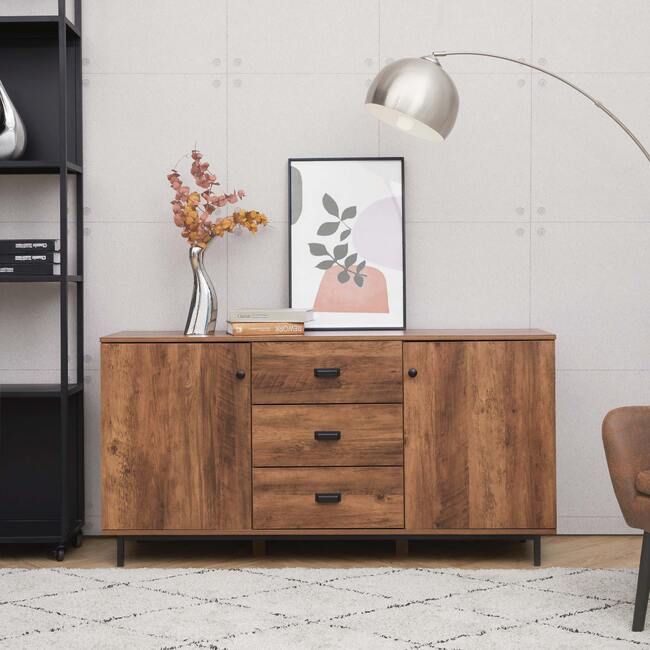 Brooklyn Sideboard with Storage Plus Metal Legs and Handles, Brown - Cabinets - 2