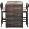 5 Piece Outdoor Bar Height Dining Set with Slat Acacia Wood Tabletop and Woven Weather Resistant Rattan with 4 Bar Stool Chairs and Cushions, Brown - Outdoor Home - 1 - thumbnail
