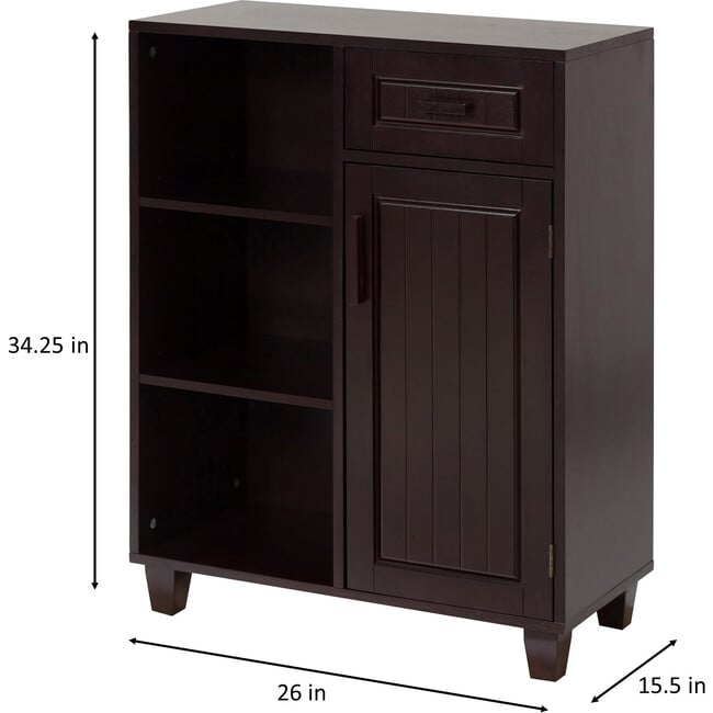 Catalina Wooden Floor Cabinet with Storage Drawer, Espresso - Cabinets - 6