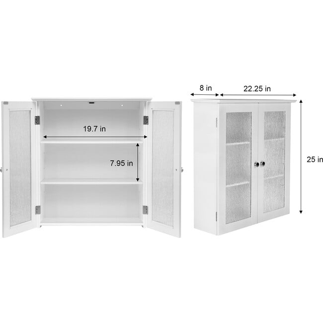 Connor 2 Door Floor Cabinet with 3 Shelves, White - Cabinets - 7