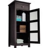 Chesterfield Wooden Floor Cabinet with Waffle Glass Door and Drawer, Espresso - Cabinets - 6