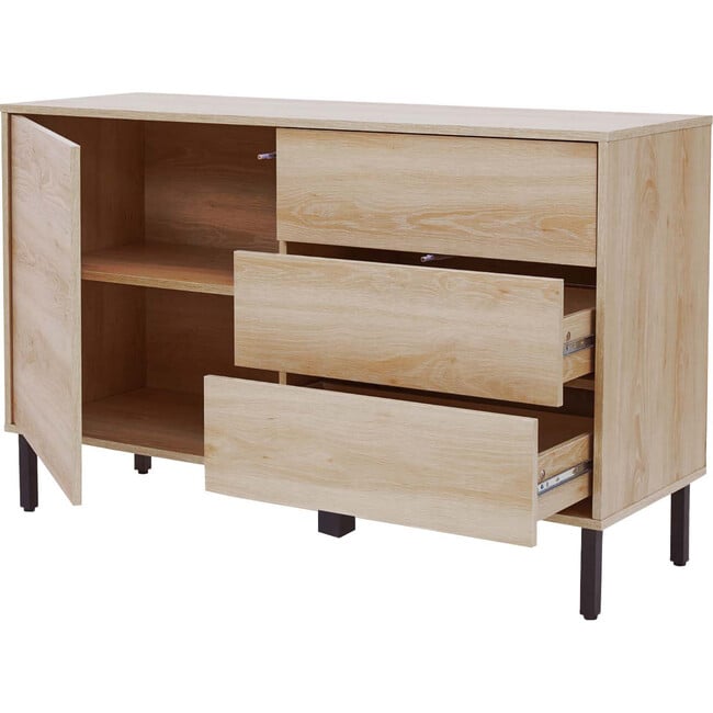 Cairo 3 Drawer Sideboard, Oak - Cabinets - 5