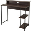 35" Wooden Home Office Computer Desk with Metal Base and Storage, Natural/Black - Desks - 1 - thumbnail