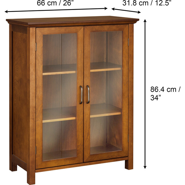 Avery Wooden 2 Door Floor Cabinet with Storage, Oiled Oak - Cabinets - 4