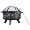 30" Outdoor Round Wood Burning Fire Pit with Steel Base, Black - Outdoor Home - 1 - thumbnail