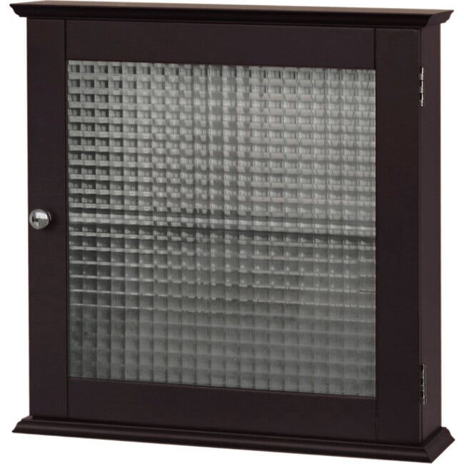 Chesterfield Removable Wooden Medicine Cabinet with Waffle Glass Door, Espresso - Cabinets - 7