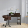 35" Wooden Home Office Computer Desk with Metal Base and Storage, Natural/Black - Desks - 2