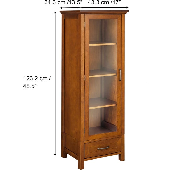 Avery Wooden Linen Tower Cabinet with Storage, Oiled Oak - Cabinets - 6