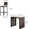 5 Piece Outdoor Bar Height Dining Set with Slat Acacia Wood Tabletop and Woven Weather Resistant Rattan with 4 Bar Stool Chairs and Cushions, Brown - Outdoor Home - 4