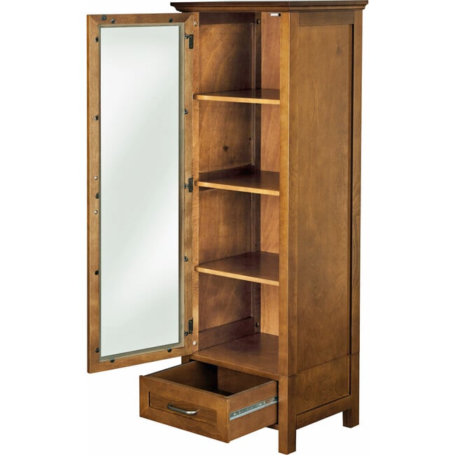 Avery Wooden Linen Tower Cabinet with Storage, Oiled Oak - Cabinets - 7