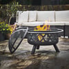 30" Outdoor Round Wood Burning Fire Pit with Steel Base, Black - Outdoor Home - 3