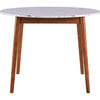 Ashton Wooden Round Dining Table with Faux Marble Top, White/Walnut - Desks - 6