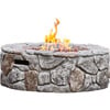 28" Outdoor Round Stone Propane Gas Fire Pit, Stone Gray - Outdoor Home - 1 - thumbnail