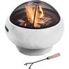 21" Outdoor Round Stone Wood Burning Fire Pit with Faux Concrete Base, Gray - Outdoor Home - 1 - thumbnail