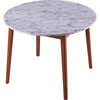 Ashton Wooden Round Dining Table with Faux Marble Top, White/Walnut - Desks - 7