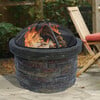 27" Outdoor Round Stone Wood Burning Fire Pit with Steel Base, Natural Stone - Outdoor Home - 2