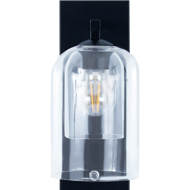 1-Light Wall Sconce with Glass Dome Shade, Black