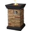 20" Outdoor Square Slate Rock Propane Gas Fire Pit with Steel Base, Natural Stone - Outdoor Home - 1 - thumbnail