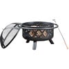 30" Outdoor Round Wood Burning Fire Pit with Steel Base, Black - Outdoor Home - 5