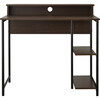 35" Wooden Home Office Computer Desk with Metal Base and Storage, Natural/Black - Desks - 6