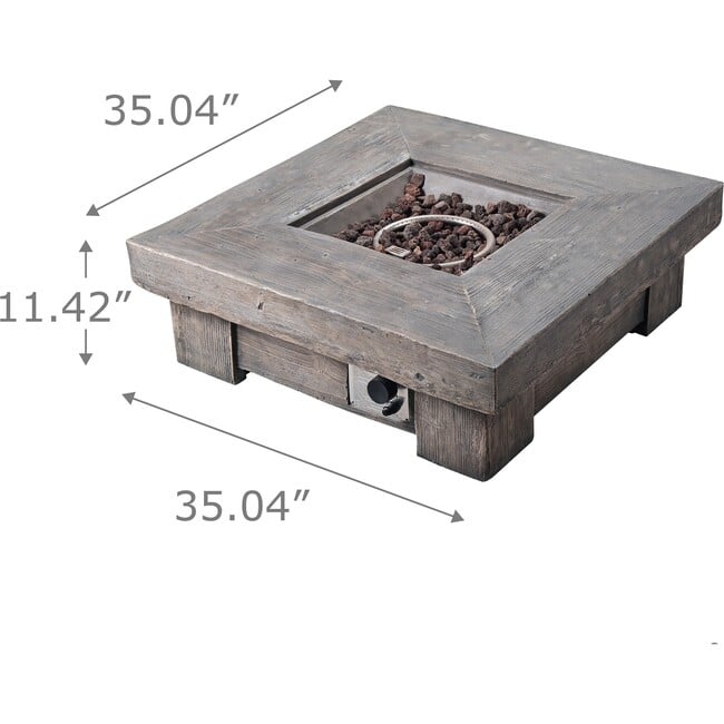 35" Outdoor Square Wood Look Propane Gas Fire Pit - Outdoor Home - 5