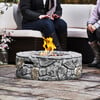 28" Outdoor Round Stone Propane Gas Fire Pit, Stone Gray - Outdoor Home - 3