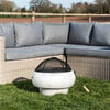 21" Outdoor Round Stone Wood Burning Fire Pit with Faux Concrete Base, Gray - Outdoor Home - 3