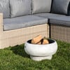 21" Outdoor Round Stone Wood Burning Fire Pit with Faux Concrete Base, Gray - Outdoor Home - 5