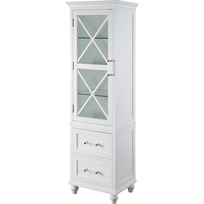 Blue Ridge Wooden Linen Tower Cabinet with Adjustable Shelves, White - Cabinets - 7