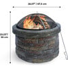 27" Outdoor Round Stone Wood Burning Fire Pit with Steel Base, Natural Stone - Outdoor Home - 4