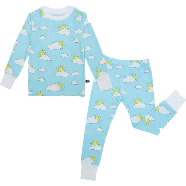 Partly Cloudy Bamboo Two-Piece Pajamas, Blue