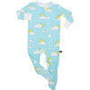 Partly Cloudy Bamboo Footed Sleeper, Blue - Footie Pajamas - 1 - thumbnail