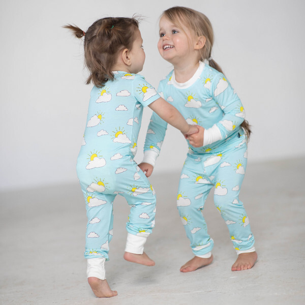 Partly Cloudy Bamboo Convertible Romper, Blue - Rompers - 3