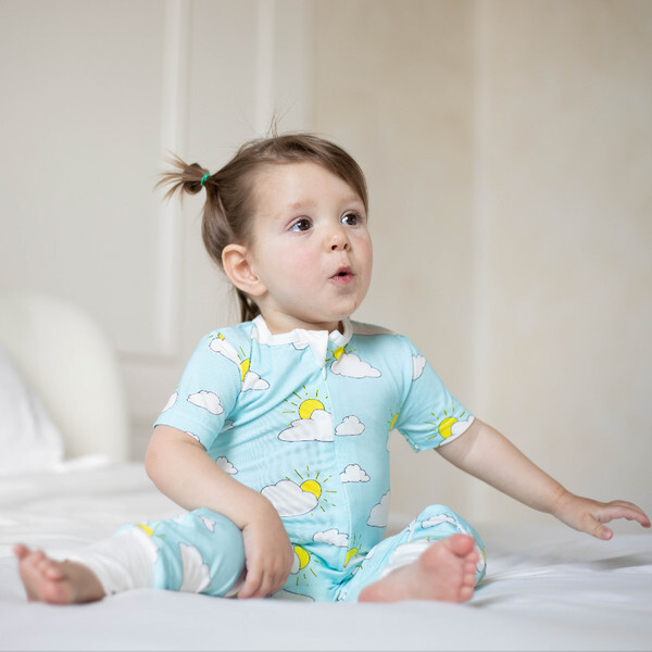 Partly Cloudy Bamboo Convertible Romper, Blue - Rompers - 4