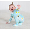 Partly Cloudy Bamboo Footed Sleeper, Blue - Footie Pajamas - 3