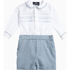 Little Rupert Smocked Set, White & Pale Blue - Mixed Apparel Set - 1 - thumbnail