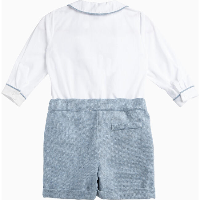 Little Rupert Smocked Set, White & Pale Blue - Mixed Apparel Set - 2
