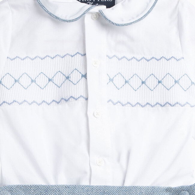 Little Rupert Smocked Set, White & Pale Blue - Mixed Apparel Set - 3