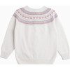 Natasha Fairisle Cardigan, Winter White & Pink - Cardigans - 3