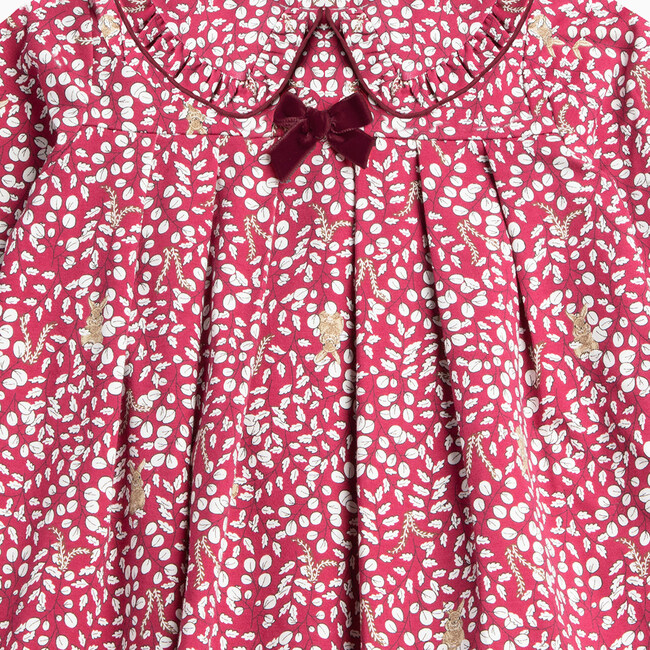 Woodland Bunny Pretty Collar Dress, Berry - Dresses - 3