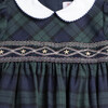 Little Charlotte Tartan Smocked Dress, Navy Tartan - Dresses - 3